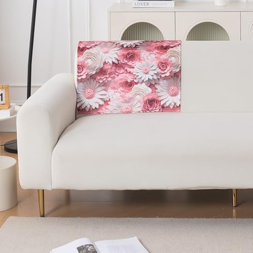 Image of HOKIPO 'Nature Muse' 1 PC Backrest Mat for Sofa Cover | Premium HD Printed Holland Velvet Mat, Blush Bouquet (IN-922-L-D6)