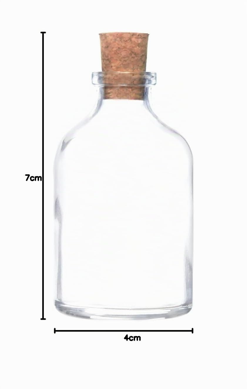 36 bottiglie di vetro con tappo in sughero, 50 ml