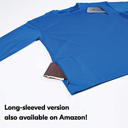 SCOTTeVEST Performance Short Sleeve - Athletic Workout Clot   hes Men - 3 Pockets (BK, L) Black