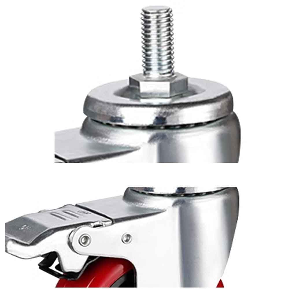 PU Rotelle Universali con Freno Ruote Girevoli con M16*80mm Perno Filettato Rotelle Pesanti Silenziose Rotelle Pivotanti orientabili 360° Capacità di Carico 450kg (Color : Swivel, Size : 4i