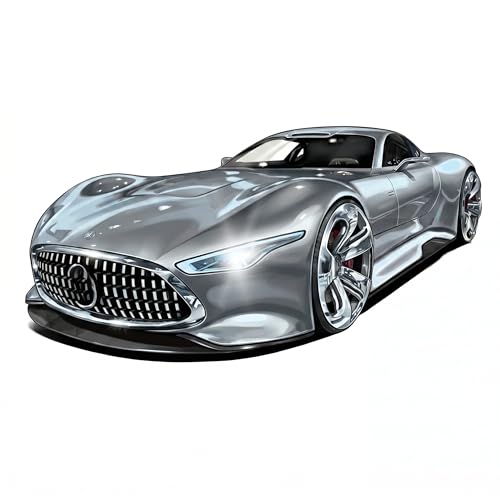 Image of Stylish Silver AMG Vision Gran Turismo SUV Car 1:32 Scale Diecast Model | Alloy Metal Pull Back Toy Car with Openable Doors, Lights & Music | Die-Cast Collectible Toy Gift for Kids