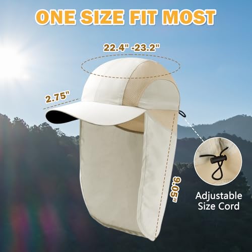 Image of Mens Sun Hat with Breathable Mesh Sun Hats for Men Sun Protection Fishing Hat with Neck Flap for Hiking Cycling