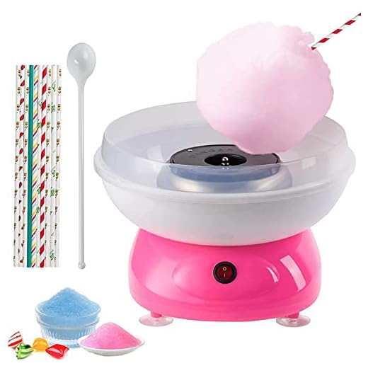 NODEMASH Cotton Candy Machine - 500W Portable with Large Splash-Proof Plate - Efficient Electric Heating - Cotton Candy Maker with 20 Candy Cones & Sugar Scoop for Home Kids Birthday Family Party