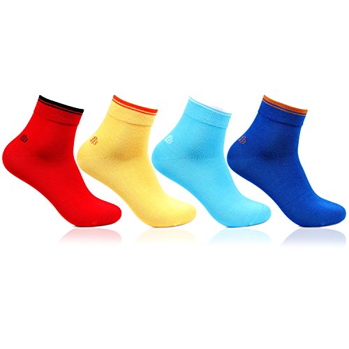 Image of Bonjour Men'S Cotton Ankle Length Bold Multicoloured Socks- Pack Of 4