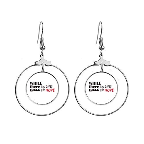 Pendientes de aro con cita 'While There Is Life There Is Hope'