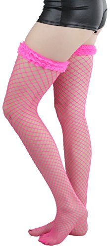 Image of ToBeInStyle Women's Fine Classic Fishnet Thigh High Stretch Nylon Novelty Stockings