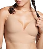 Victoria's Secret Pink Loungin Wireless Push Up Bra, Padded, Cropped, T Shirt Bras for Women, Beige (M)