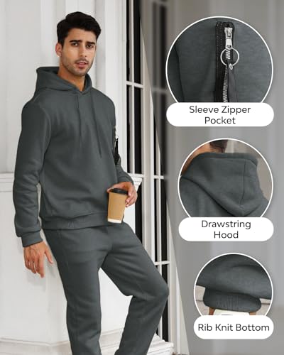 Image of Men's Sweatsuits Set 2 Piece Hoodie Outfit Jogging Tracksuits for Men Casual Athletic Long Sleeve Pullover Suit Set