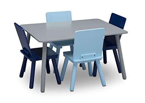 Delta Children Kids Table and Chair Set (4 Chairs Included) - Ideal for Arts & Crafts, Snack Time, Homeschooling, Homework & More - Greenguard Gold Certified, Grey/Blue #1