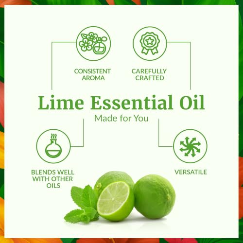 Image of SVA Lime Essential Oil - 4 Fl Oz - for Diffuser, Skin & Hair Care - Ideal for Massage & DIY Blends - with Dropper