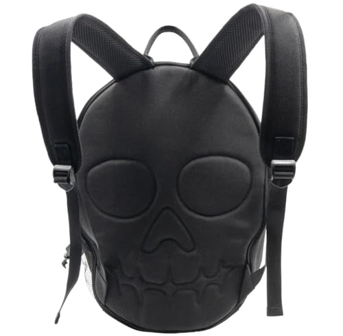 18" Large Skull Backpack with Bottle Holder and Inside Bag Pocket3