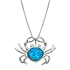 Honolulu-Jewelry-Company-Sterling-Silver-Simulated-Blue-Opal-Crab-Pendant-Necklace-with-18-Box-Chain Honolulu Jewelry Company Sterling Silver Simulated Blue Opal Crab Pendant Necklace with 18" Box Chain