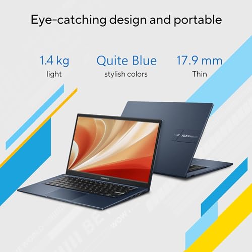 Image of ASUS Vivobook 14, (i5 14th Gen) Intel Core 5 120U, Thin & Light Laptop(16GB RAM /512GB SSD /FHD /14 /60Hz /Fingerprint Reader /M365 Basic (1Year)* /Office Home 2024 /Quiet Blue /1.4 Kg) X1404VAP-EB1542WS