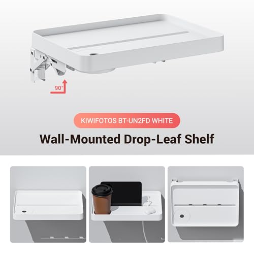 KIWIFOTOS Floating Bedside Shelf Foldable Shelf Over Toilet Wall Mounted Organiser for Bedroom Nursery Bathroom Kitchen Dorm Apartment Living Room (Wall Mounted Shelves 12.9")