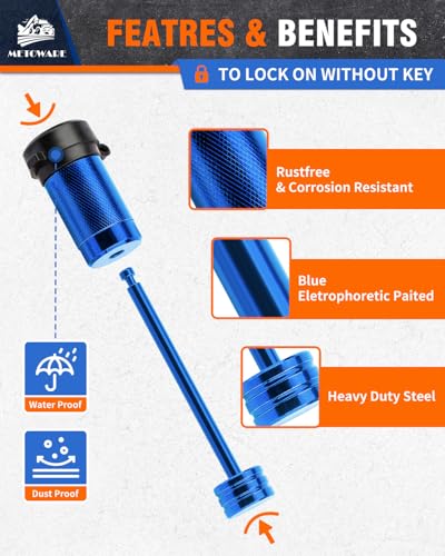 Image of METOWARE Trailer Tongue Coupler Lock 1 /4 inch Dia, 3-1 /2 inch Span, Trailer Hitch Lock for Latch-Type Coupler, Trailer Pin Lock for Towing Trailer RV Car Boat Truck Blue(1 Pack)