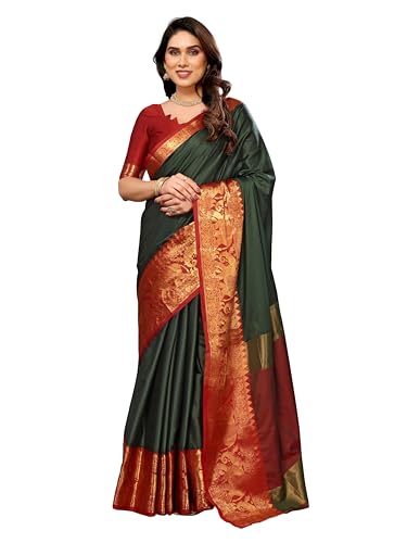 Image of Avantika Fashion Women's Woven Cotton Silk Art Silk Banarasi Saree With Blouse Piece
