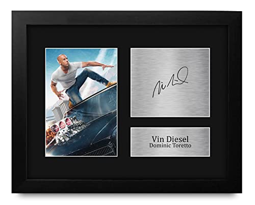HWC Trading Vin Diesel Fast And Furious Dominic Toretto Gifts USL Framed Printed Signed Autograph Picture for Movie Memorabilia Fans - US Letter Size