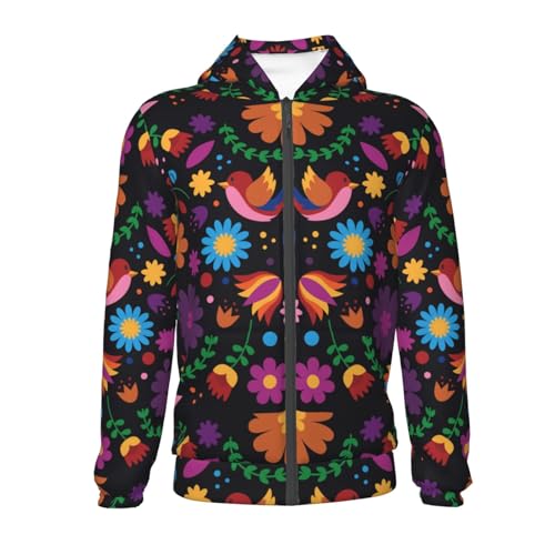 Colorful Floral2 Kid Hoodies Boys Zip Up Sweatshirts Girls Pullover with Pocket2