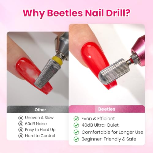 Image of Beetles Cordless Nail Drill Kit, 6 Drill Bit 35 Speed Electric Nail File | Rechargeable Nail File Drill for Gel Polish Acrylic Gel Extension Builder Removal,0-15000 RPM Beginner DIY Manicure Tools