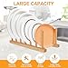 SAMEBUTECO Bamboo Wooden Dish Racks Plate Stand Holder Vertical Drainer Kitchen Cabinet Organizer for Dish, Pots, Lids, Bowls, Cups, and Cutting Boards and Books(2 Packs)