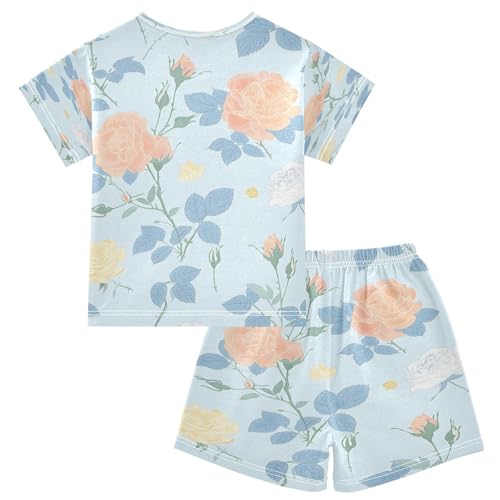 senya Short Sleeve Pajamas Sets Summer Cotton Sleepwear Simple White Yellow Roses2