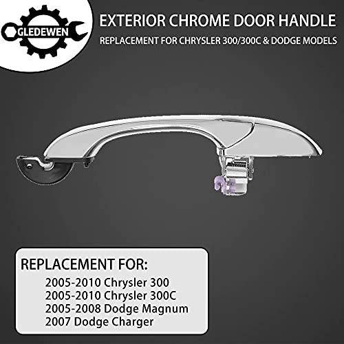 Exterior Door Handle Set, Front Rear Left Driver Right Passenger Outside, Compatible With 2005-2010 Chrysler 300 300C, 2005-2008 Dodge Magnum, 2007 Dodge Charger │ Ch1310142, 5065801Ag, 4589009Ah #TOP1