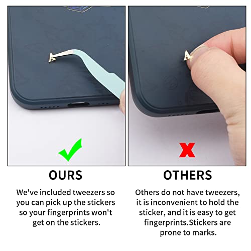 18 Sheets Small Letter Stickers For Resin, Mini Gold/Silver Letter Stickers Alphabet Number Stickers For Nail Art, Self Adhesive Diy Scrapbook Stickers With Tweezer #TOP2