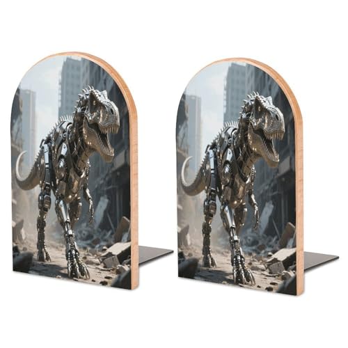 Sujetalibros mecánico de madera con base de metal para estantes caídos 2