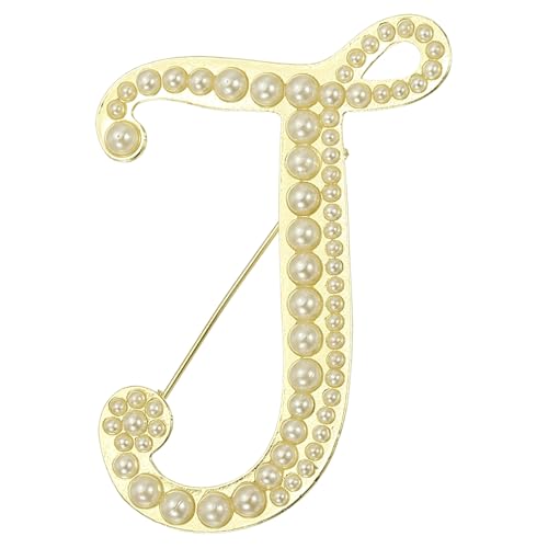 Image of PATIKIL Letter Brooch Pins, Pearl Initial Alphabet Letter Lapel Badges Pin for Women Men Girl Wife Suits Clothes Dress Bouquet Coat Hat Bag Craft Party