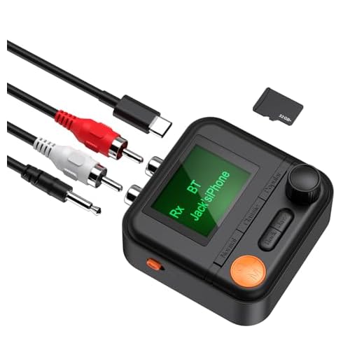 JXTZ Bluetooth 5.2 Transmitter Receiver, HiFi Bluetooth Audio Adapter with Display, Wireless Audio Adapter for Music Streaming Sound System, Headphones, TV, Support TF Card/RCA/3.5mm AUX Output