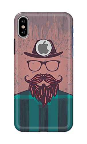 Image of PRINTFIDAA Man Icon with Beard Shirt Hipster Printed Designer Hard Case for Apple iPhone X Logo /iPhone 10 / iPhone Ten /iPhone Xs Logo Back Cover -(e) RPM1001