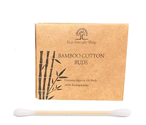 Eco-Friendly Shop 100 Bamboo Cotton Buds 100% Natural Biodegradable Wooden Swabs (100 BUDS) Eco-Friendly Shop 100 Bamboo Cotton Buds 100% Natural Biodegradable Wooden Swabs (100 BUDS)