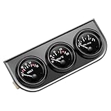 3-in-1 Triple Messgerät Kit, 52mm Universal Zusatzinstrumente, Voltmeter 8-16V + Öltemperaturanzeige 50-150℃ + Öldruckmesser 0-7kg/cm² mit Sensor für PKW