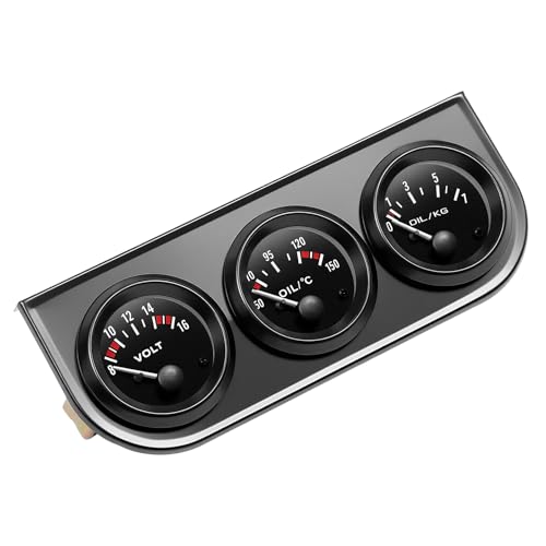 Instruments supplémentaires 3 en 1 de 52 mm - Jauge de température d'huile, jauge de pression d'huile, voltmètre
