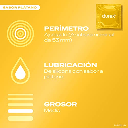 Durex Preservativos Saboréame, Sabores Afrutados Para una Diversión Extra, Fresa, Plátano, Naranja y Manzana, 12 condones