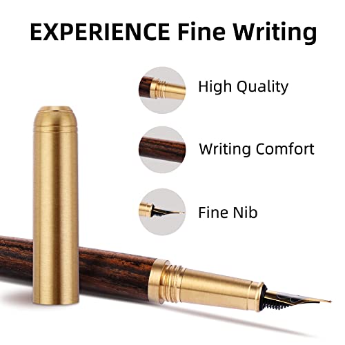 Cobee® Wooden Fountain Pens, Handcrafted Wood Fountain Pen Vintage Luxury Pen 0.5Mm Fine Point Pen Business Pen Smooth Writing For Journaling Calligraphy Gift Supplies(B) #TOP5