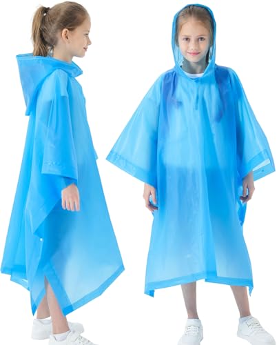 Image of Rain Poncho for Kids(2 Pack) Waterproof Reusable EVA Raincoat One Size Rain Jackets for Children,Boys and Girls