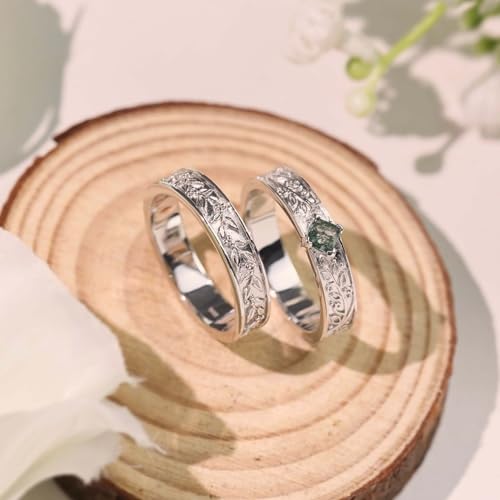 Natural Moss Agate Men's Ring, 925 Sterling Silver, Oak Leaf Design, Handmade Green Gemstone Jewelry, Men's Ring, Vintage Boho Statement Ring, Unique Gift3