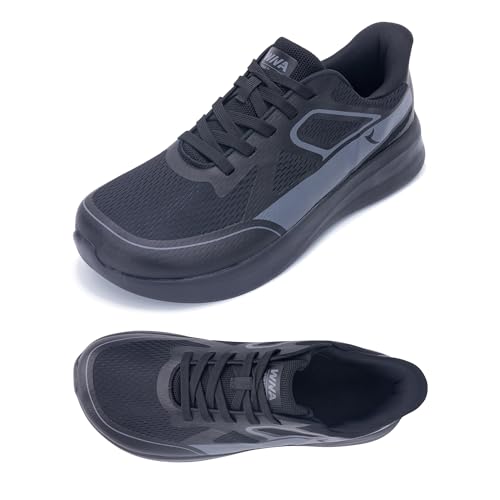 QAUPPE Wide Toe Box Walking Shoes for Men | Zero Drop Minimalist Design | Arch Support for Plantar Fasciitis | Slip-On Tennis Shoes US 8-12