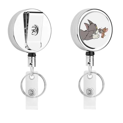 名札ホルダー トムとジェリー IDカードホルダ ネームホルダー 伸縮キーホルダー 定期入れ ステンレス製 おしゃれ リールキーホルダー 社員証 紛失防止 引き込み式 最長62cm プレゼント