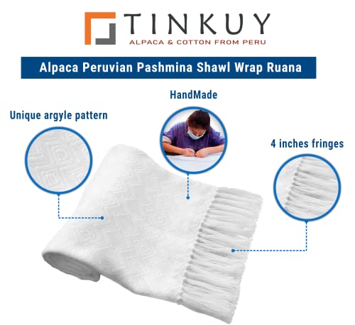 TINKUY PERU Alpaca Wool Shawl Wrap – Handwoven Peruvian Pashmina Ruana – 61"x22" – Lightweight, Soft & Warm4