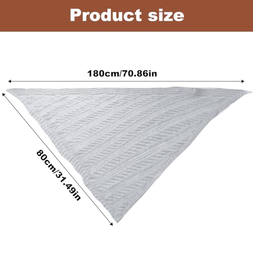 DTYGUIXE Dreiecksschal Musselin Damen Strickschal Dreieckstuch Schal Winterschal Warm Dreieck Schal Weich Strickschal Grau Dreieckschal mit Lederschnalle für Mütter, Ehefrauen, Familienmitglieder
