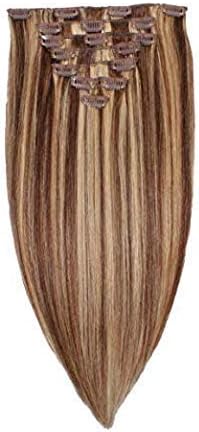 Majik Human Hair Extensions For Women And Girls For Increase Hair Volume, 7 Pcs, 120 Gram (16 Inch, Golden Highlighting)