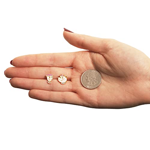 Disney Beauty and the Beast Chip and Mrs. Potts Mismatched Stud Earrings, Sterling Silver4