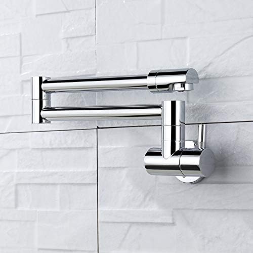 XMKT Chrome Wall Mount Folding Kitchen Faucet 360° Rotating Single Cold Water Tap For Sink Basin