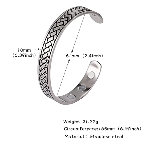 Lusso Stainless Steel Magnetic Therapy Energy Cuff Bangle Engraving Geometric Pattern Health Care Amulet Bracelets For Women Men thumb #4
