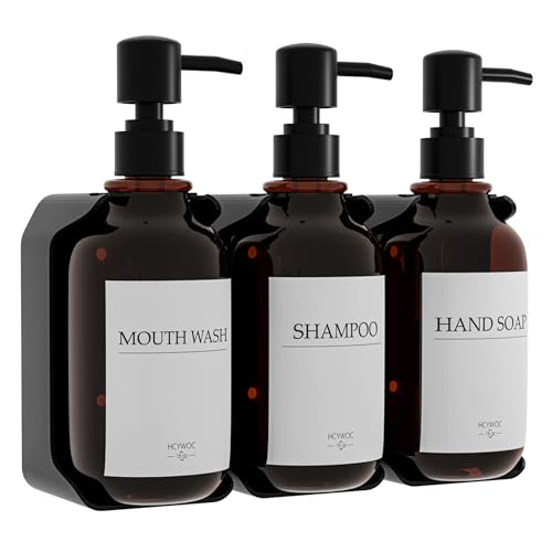 La Mejor Selección de Dispensadores de ducha Top 10. 49 HCYWOC Dispensador de Shampoo y Acondicionador, 3 Piezas Dispensador de Jabon Baño Pared on 16 Etiquetas Impermeables, Sin Taladrar Dispensadores de Jabon de Ducha para Baño y...