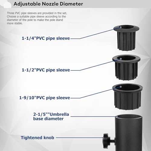 Tube de support de parapluie extérieur double avec fixation renforcée pour table - 6