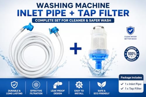 Image of Sanavya Washing Machine Inlet Pipe with Tap Filter Adapter All Brands Top Load, Front Load & Dishwasher | 3 Meter Fully Automatic Washing Machine Pipe + Tap Filter