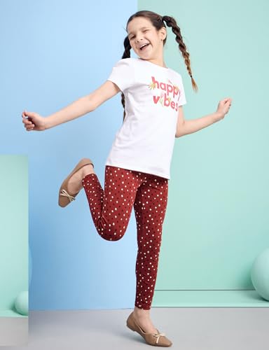 Image of Amazon Brand - Symbol Girl's Cotton Jersey Stretchable Leggings | Ankle Length | Aged 2-14 Years